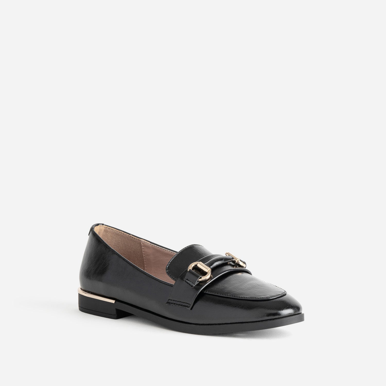 Mocassin noir barrette dorée