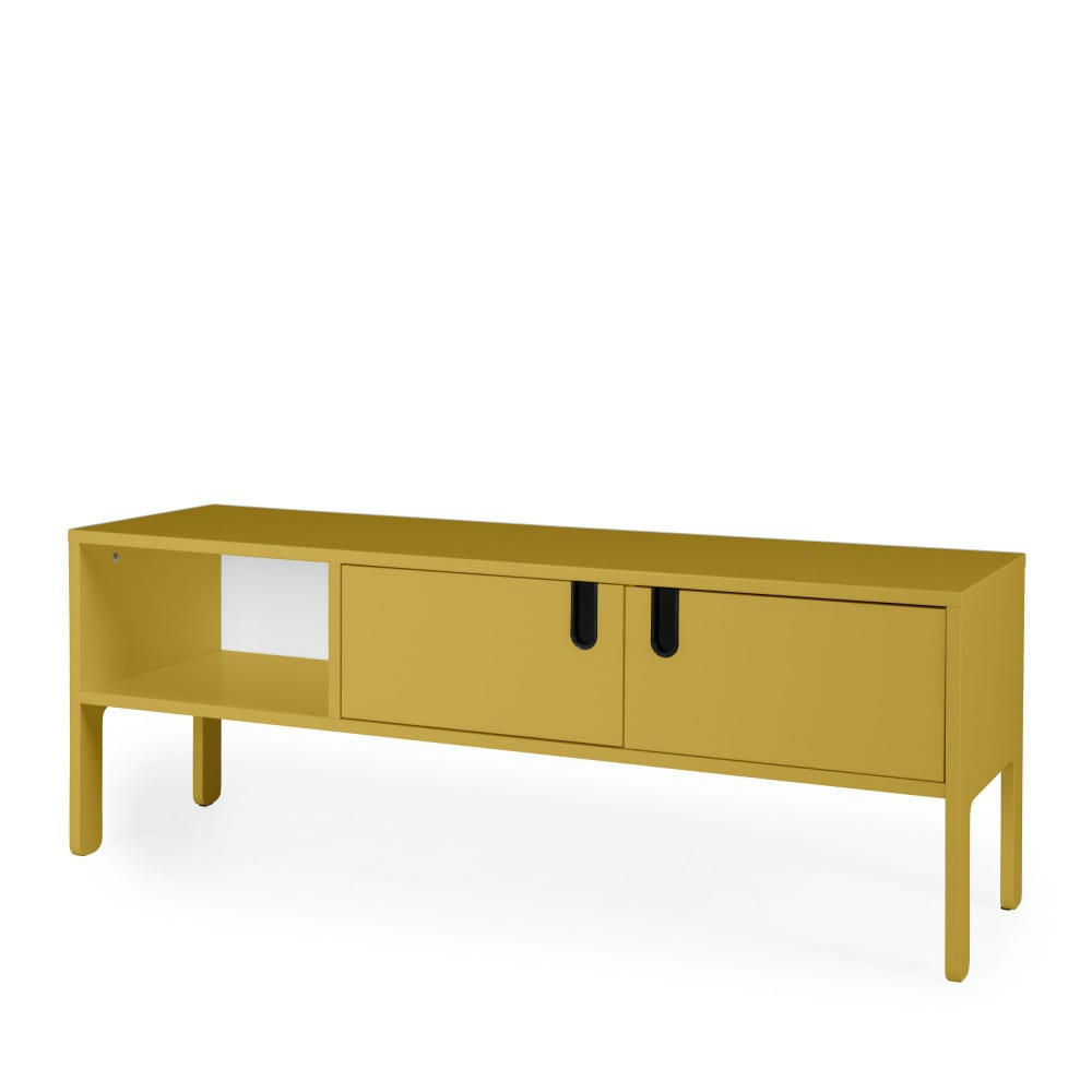 UNO - Meuble TV en bois 2 portes L137cm jaune moutarde