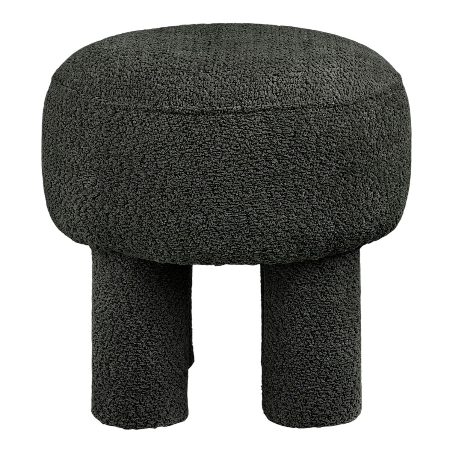Pouf bouclette gris charbon à pieds larges BERLIN