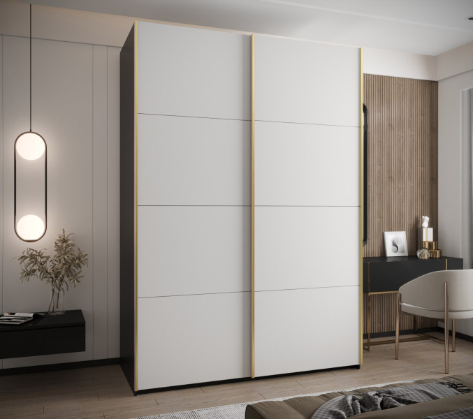Szafa przesuwna 64 wysoka Lux 1 170 czarny biały złoty