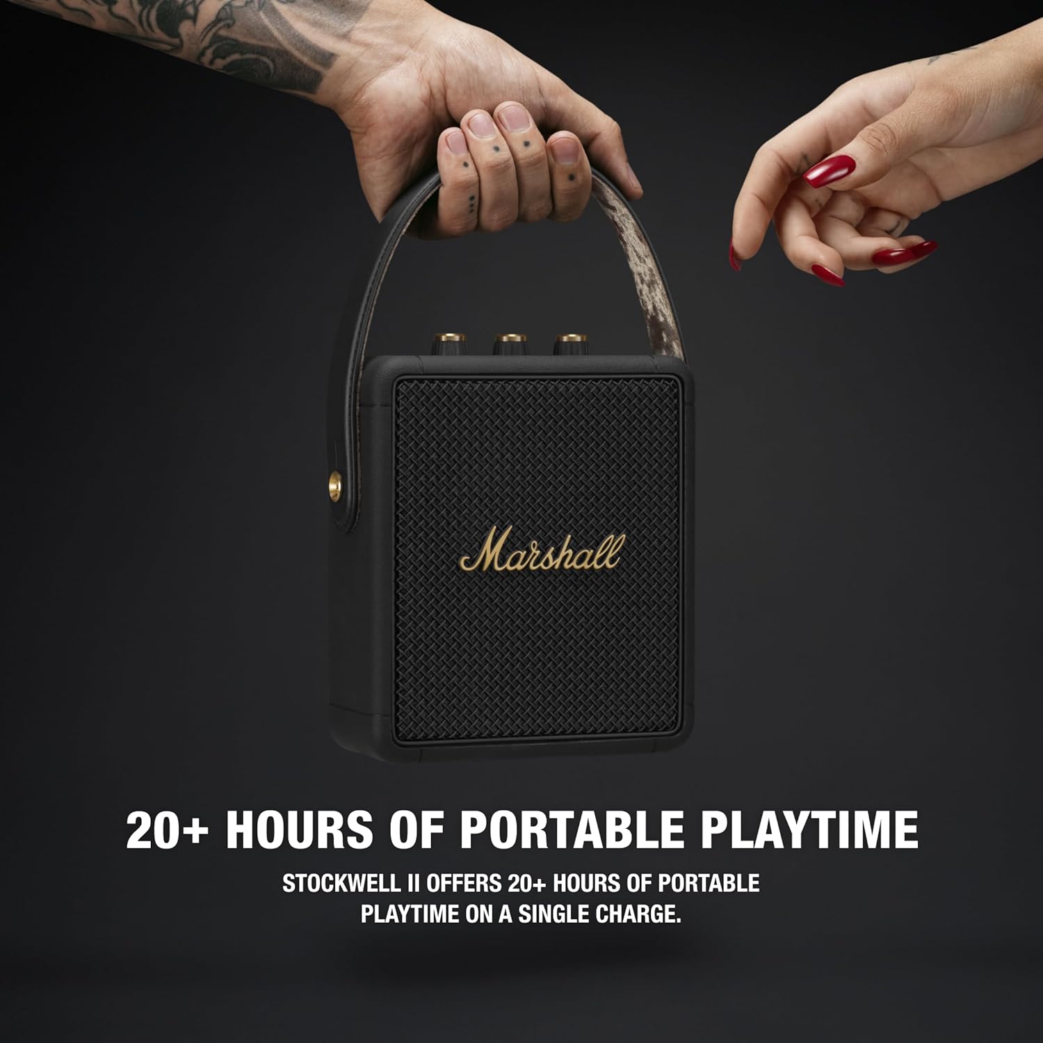 Marshall Stockwell II Portable Bluetooth Speaker  Black and Brass