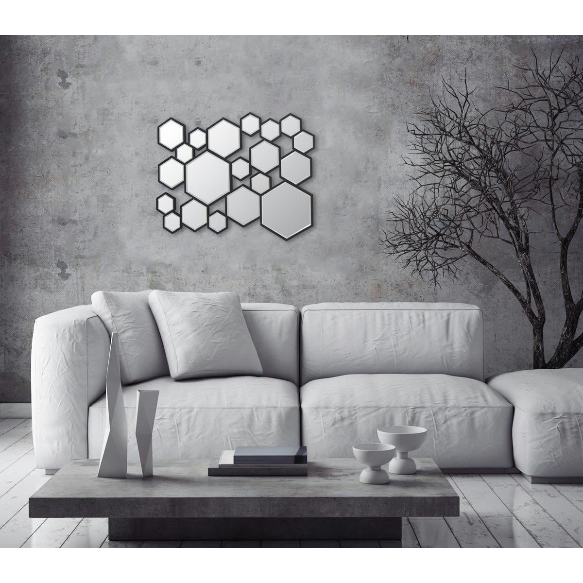 MIROIR MULTI HEXAGONES - Miroir multi hexagones 60x80cm