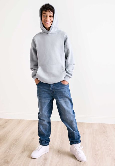 Older Boys Grey Cotton Blend Hoody