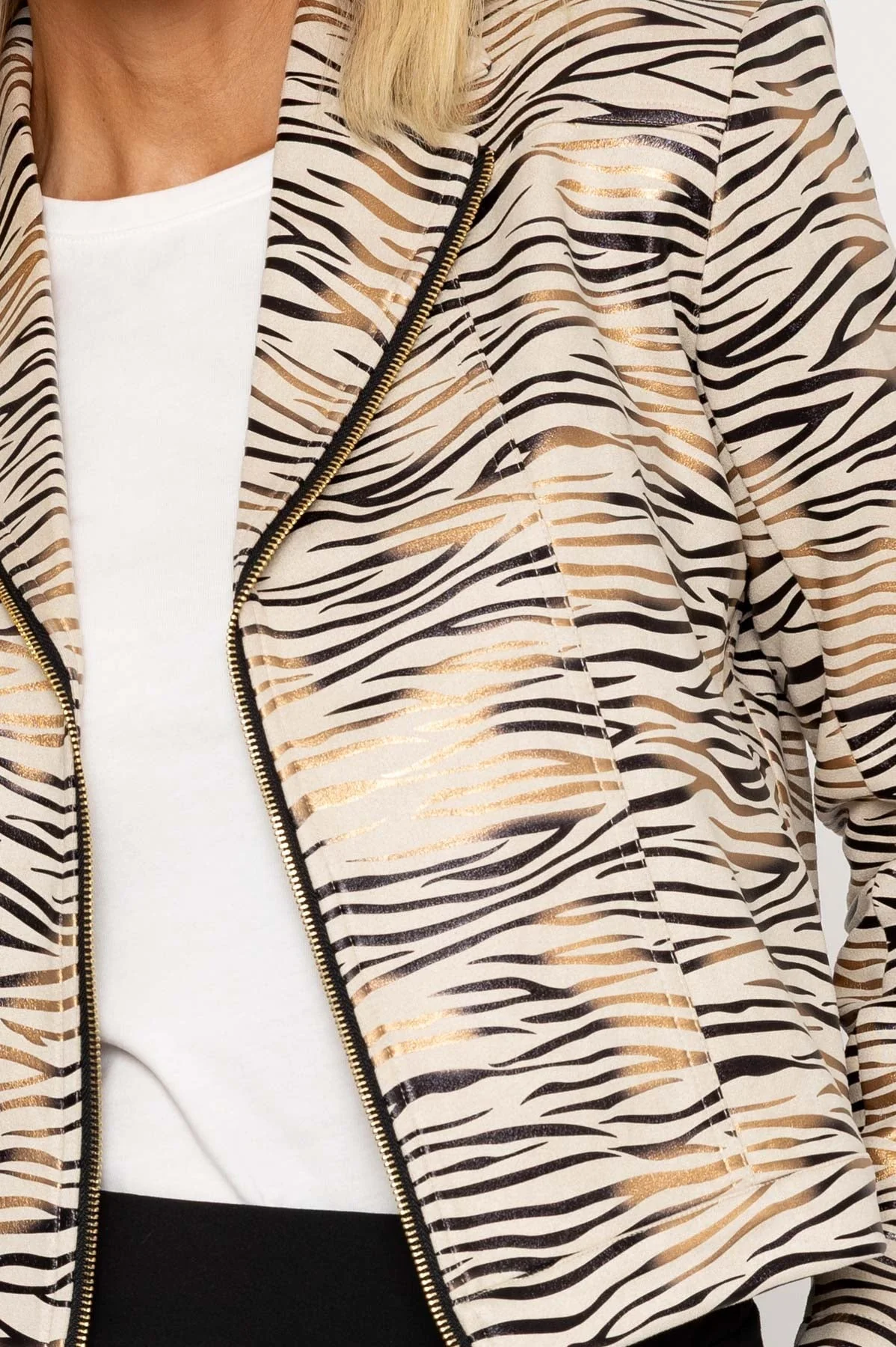 Foil Print Camilla Jacket in Beige