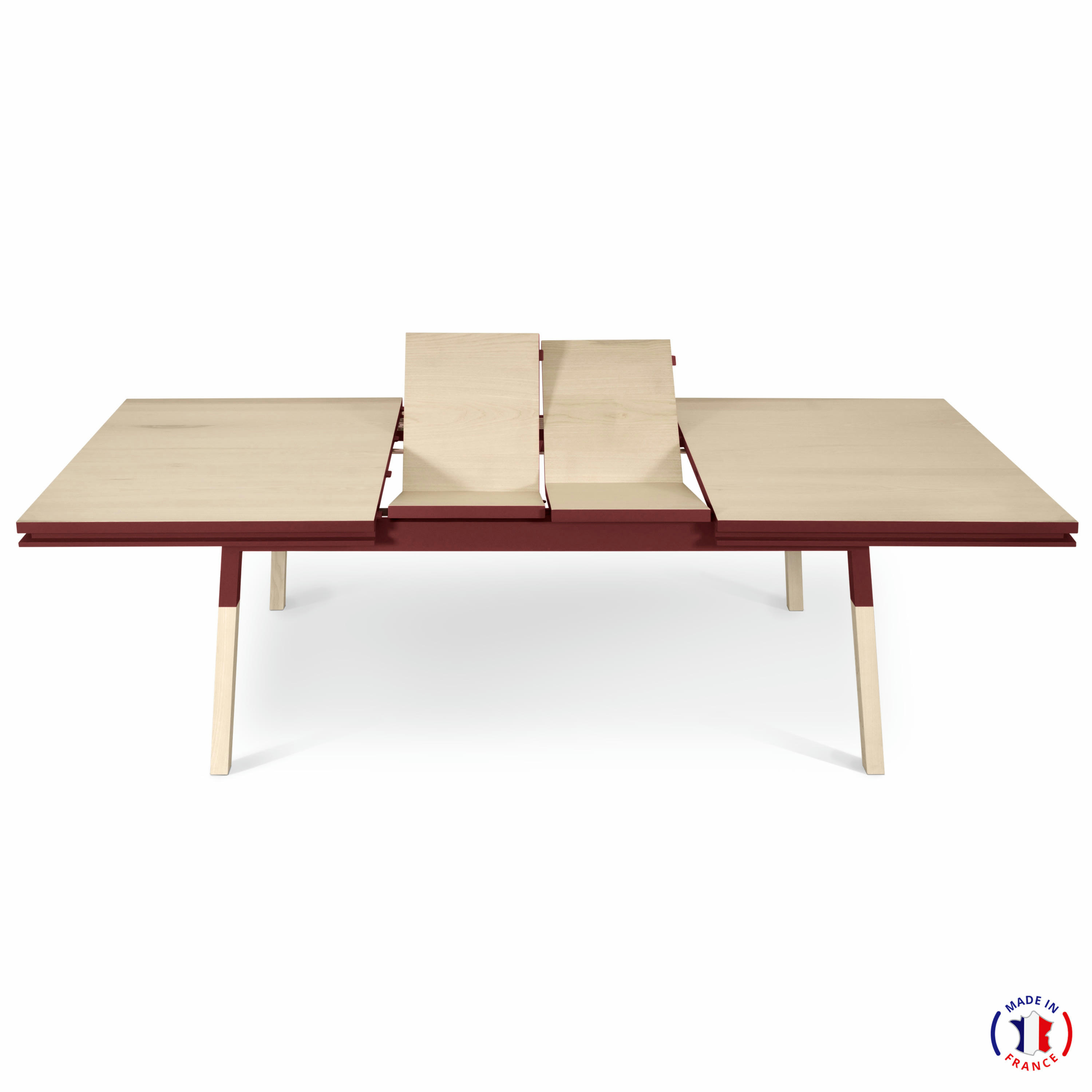 EGEE - Table 180x100 cm en frêne massif, 2 rallonges gris chocolat tanis