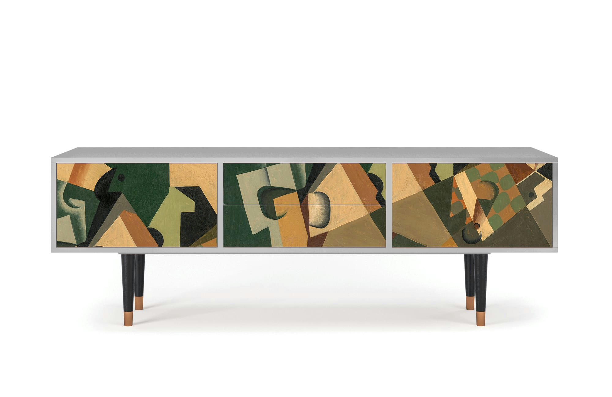 GLASS AND CHECKERBOARD BY JUAN GRIS - Meuble TV  multicolore 2 tiroirs et 2 portes L 170 cm