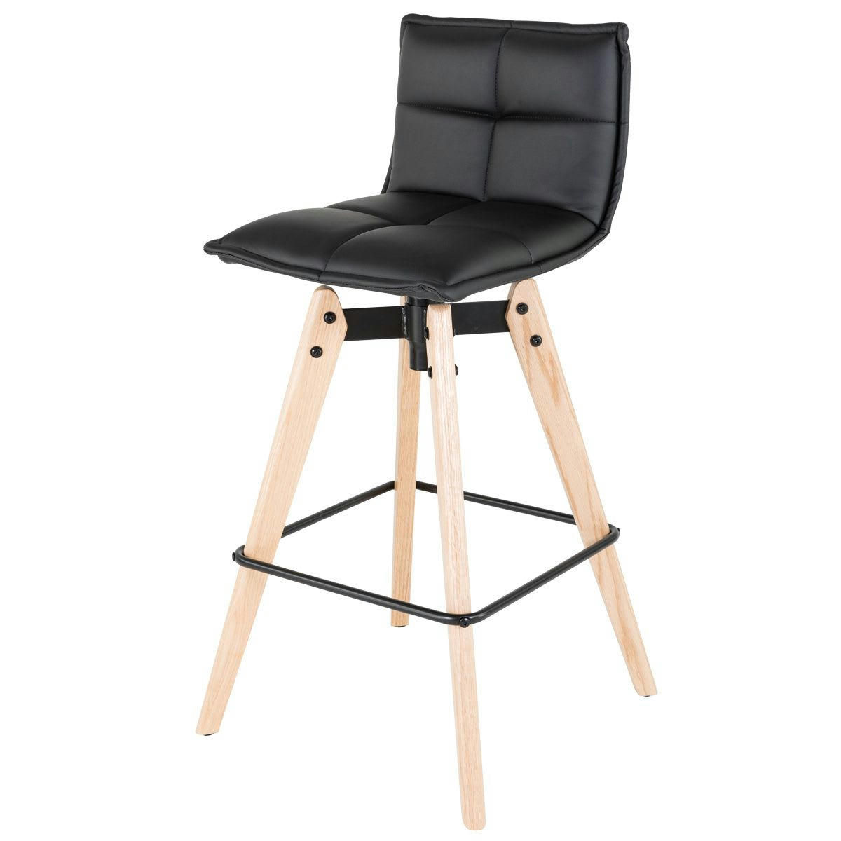 MAE - Chaise de bar noire toile imitation cuir