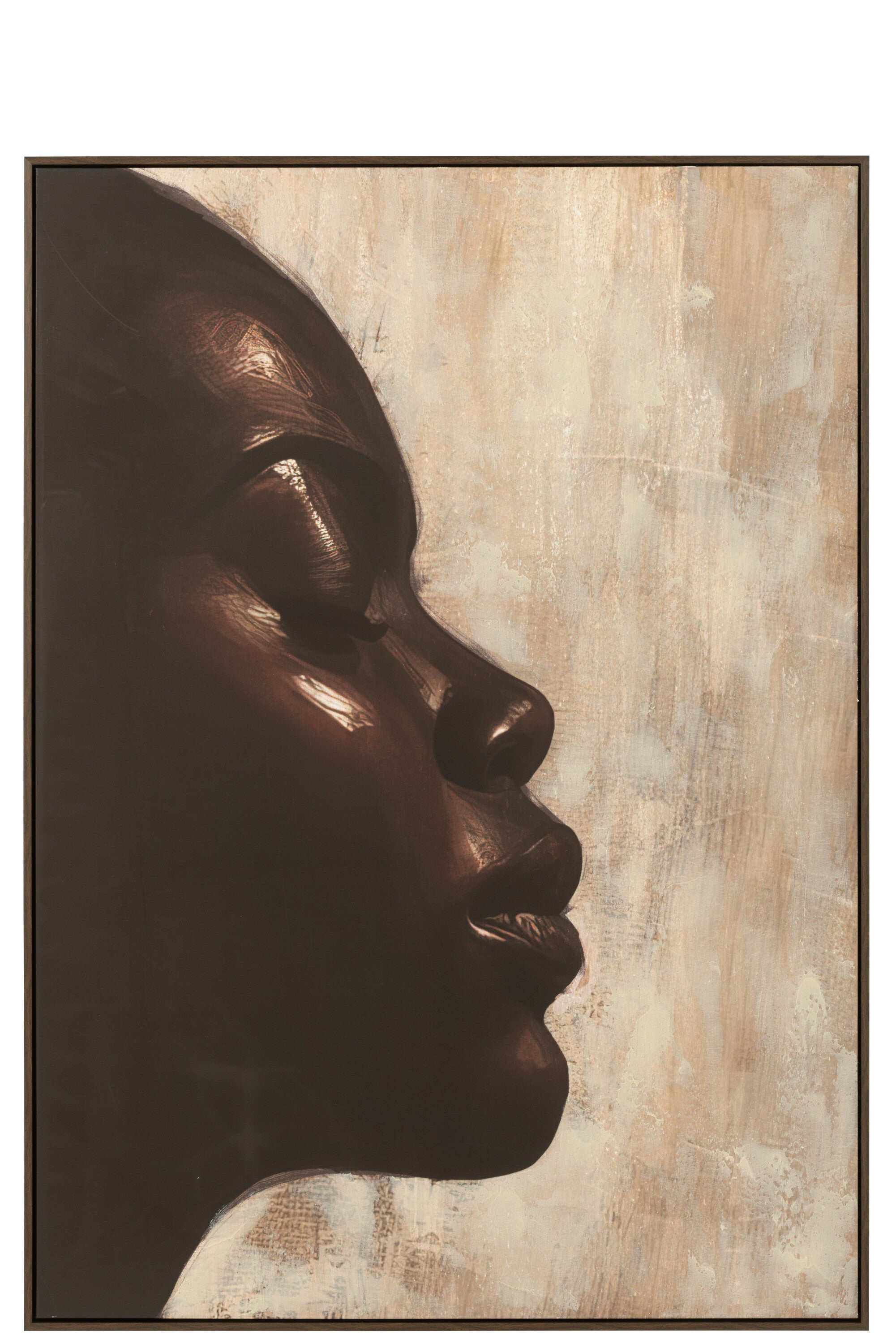 J-Line wanddecoratie Rechthoek Gaya - canvas - taupe donkerb