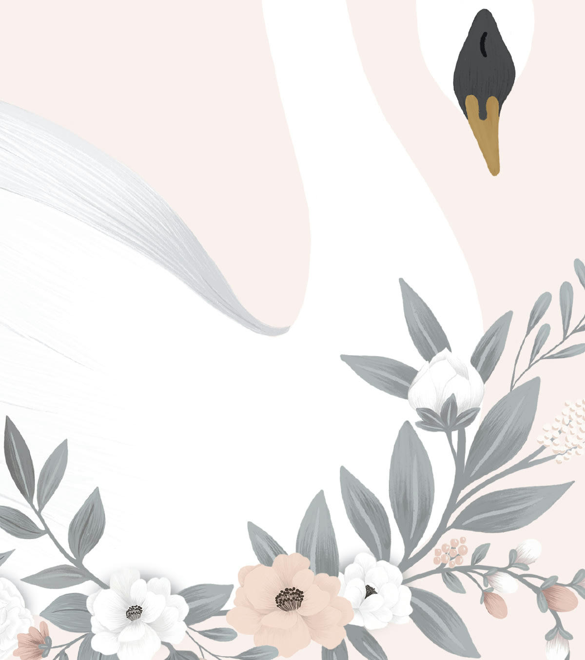 GRACE - Affiche cygne en Papier Rose