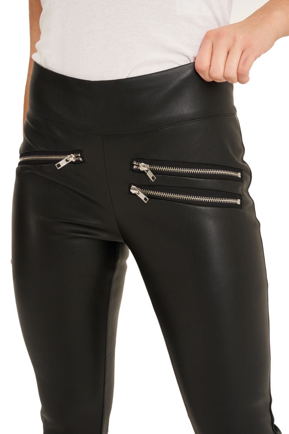 Barneys Originals Zip Detail Leather Look Leggings