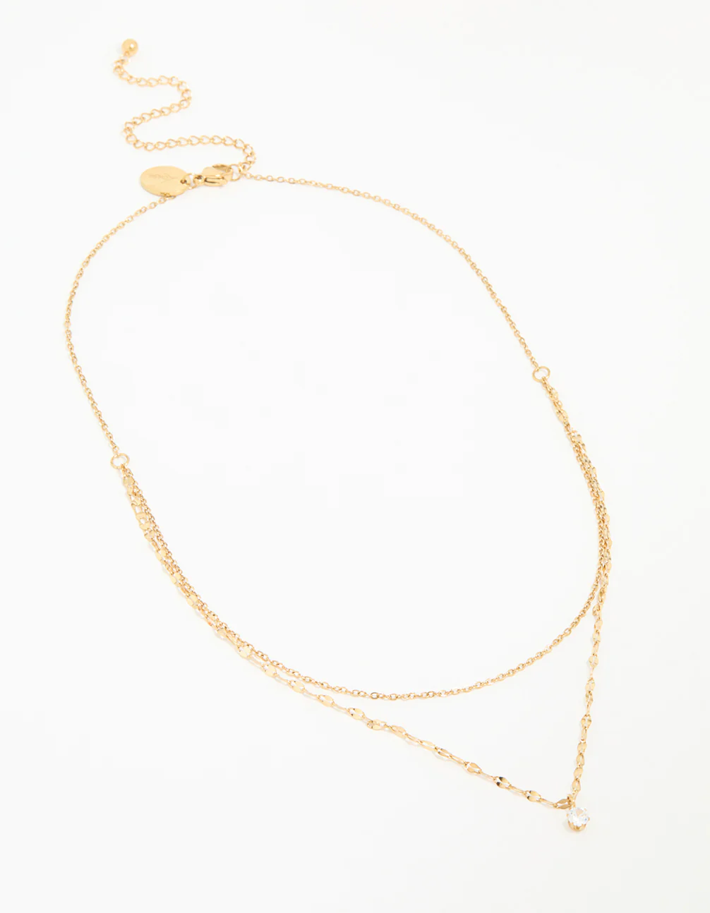 Waterproof Gold Plated Stainless Steel Cubic Zirconia Dainty Layered Necklace