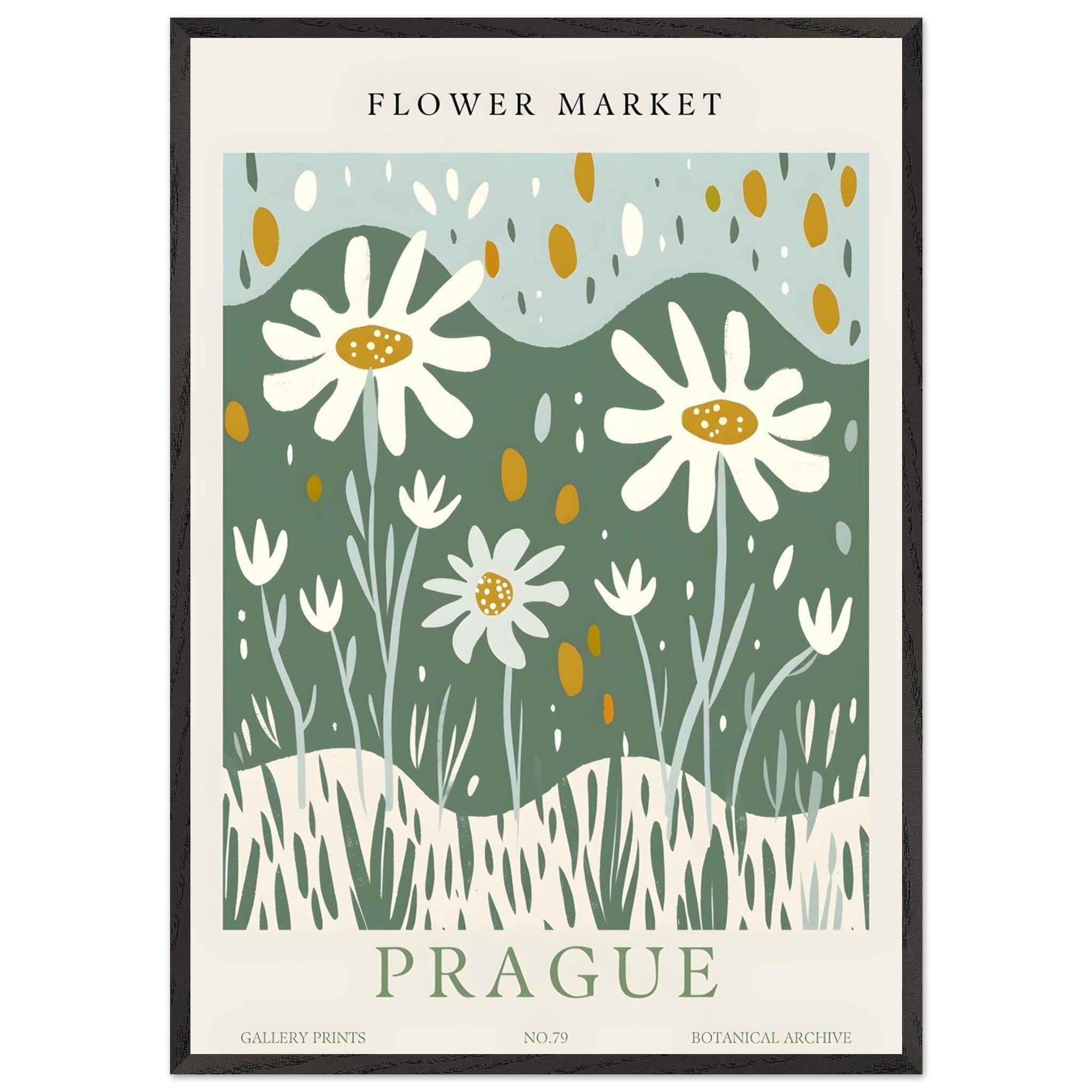 Artfulprints Poster met Lijst Flower market - Prague II  - 70x100 cm - Meerkleurig