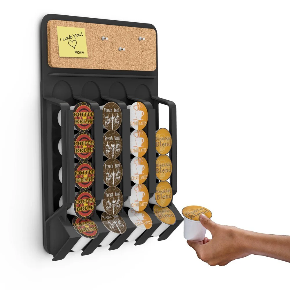 Mind Reader Black Fridge/ Wallmount Coffee Pod Dispenser with Cork Top