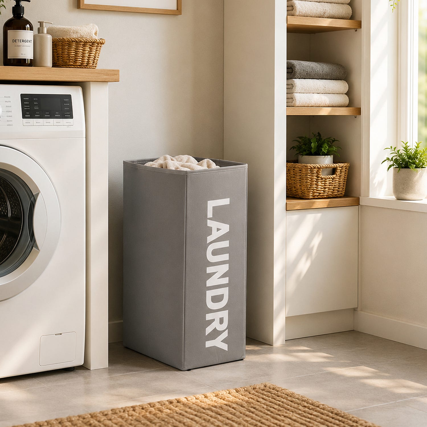 Portabiancheria con maniglie 19x39x55 cm Laundry grigio