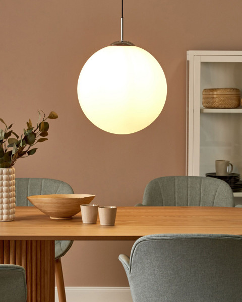 Lampa wisząca kula mleczne szkło biała