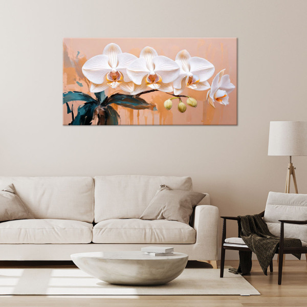 Feeby Obraz do sypialni, Storczyk Akwarela Kwiaty 80x40
