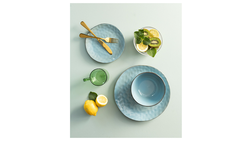 Komplet obiadowy 18 el. ceramiczny Katachi niebieski