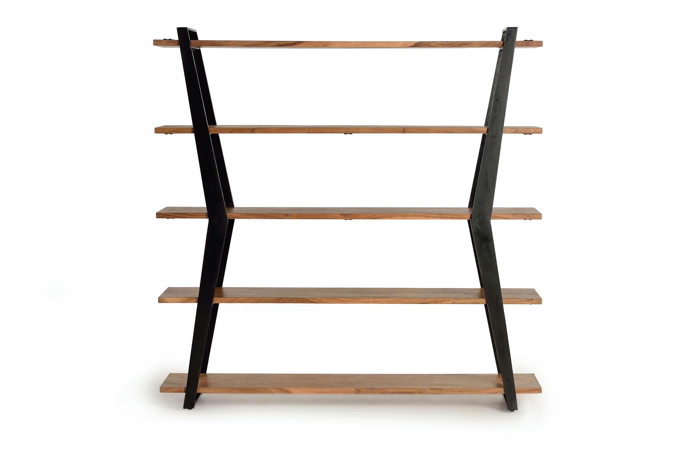 - Rayonnage en bois d'acacia et métal