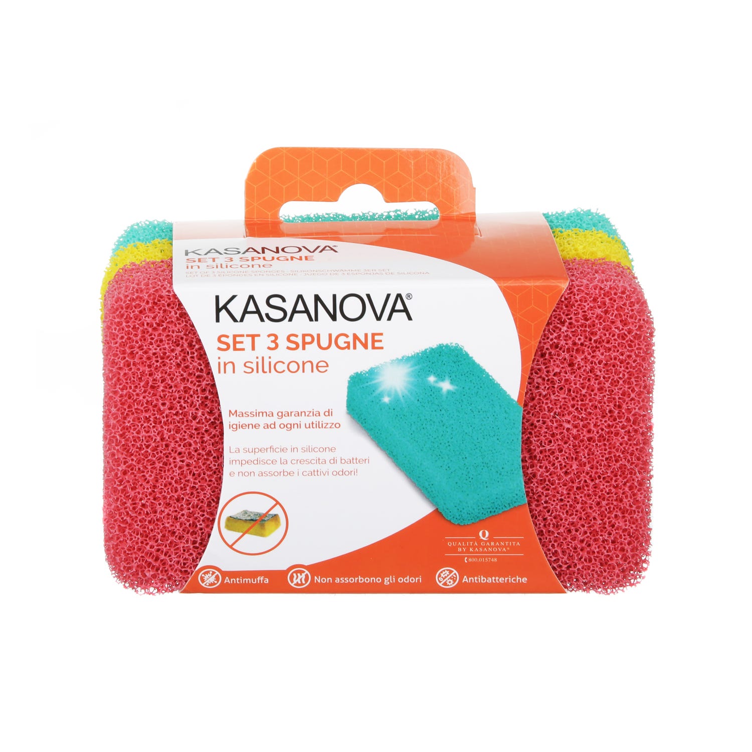 Set 3 spugne antigraffio colorate in silicone
