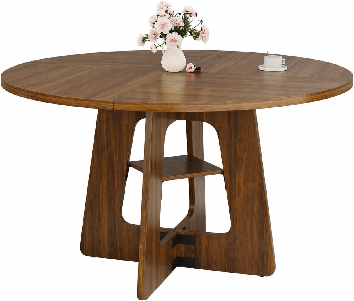 GRUSIGN Round Dining Table for 4-6, 47 Kitchen Table for Dining Room, Circle Farmhouse Kitchen Table, Wood Dinner Table for Kitchen, Living Room, Apartment