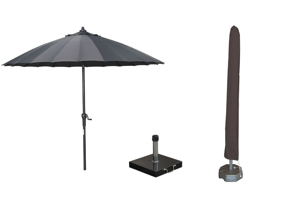 Garden Impressions Manilla parasolset donkergrijs met voet 30 kg en hoes