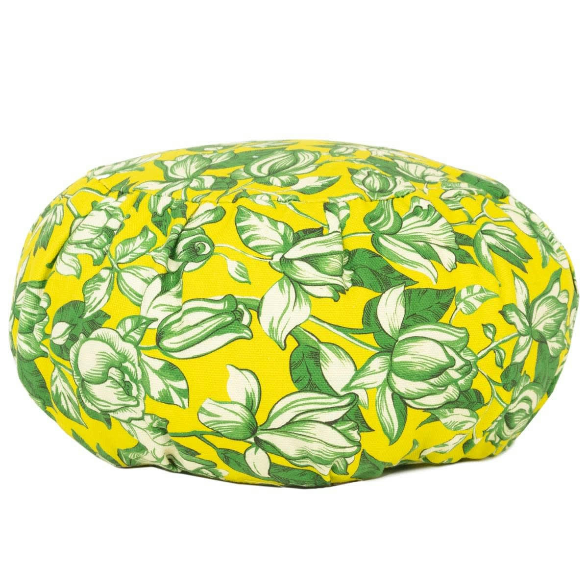 APONI - Coussin de méditation en coton imprimé fleuri jaune