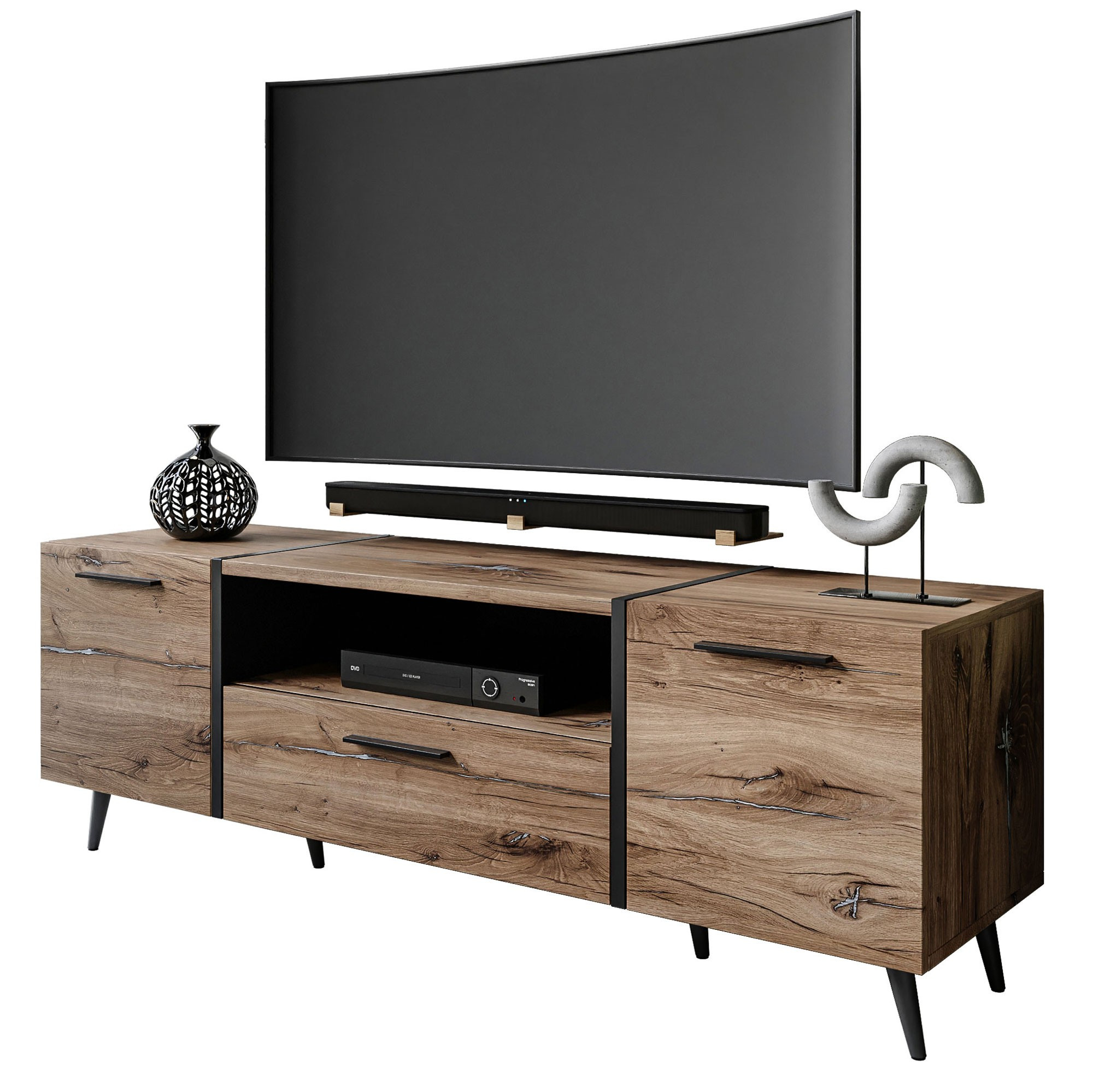 Szafka RTV ONYX LOFT na nóżkach uchwyty