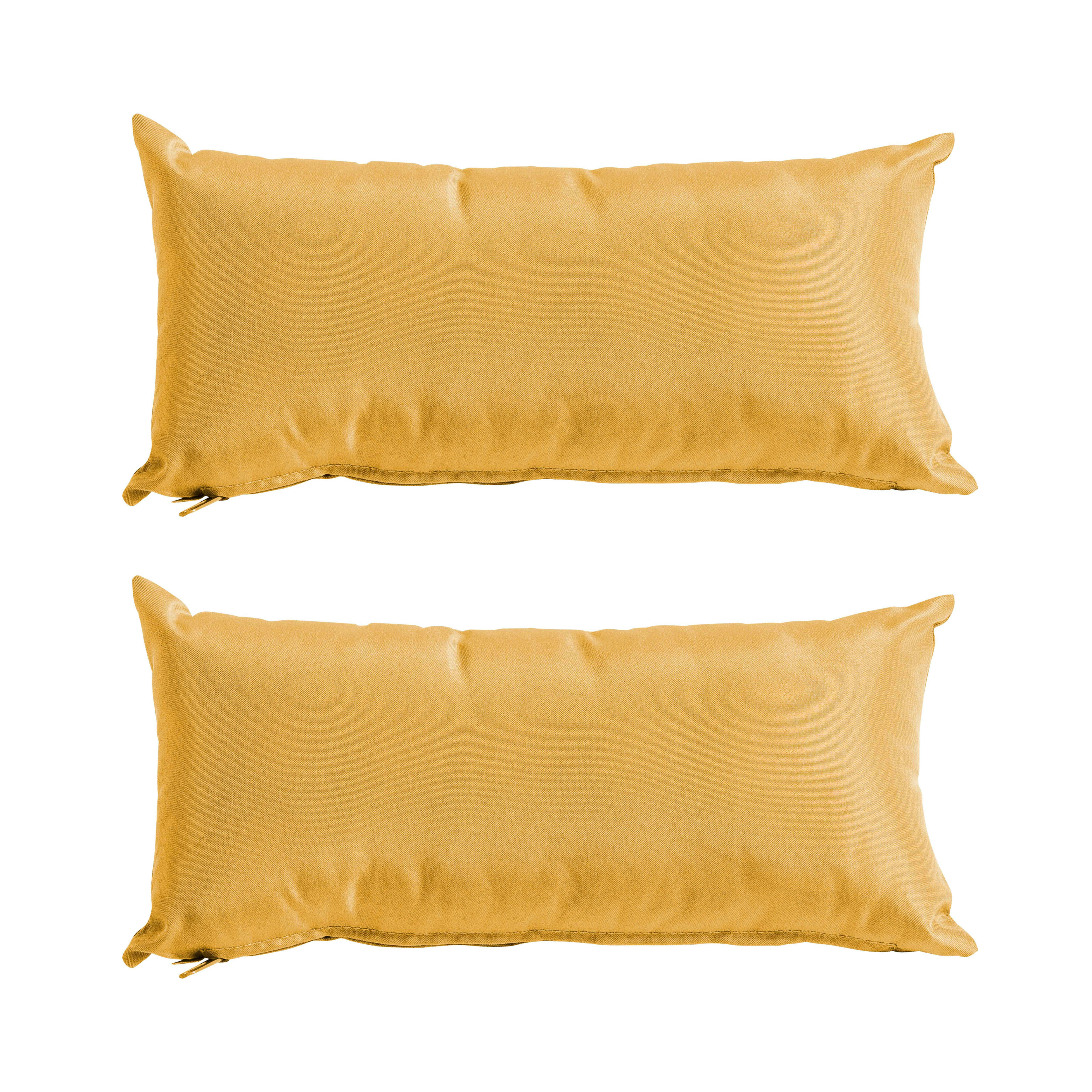 CUZCO - Lot de 2 petits coussins polyester jaune 40x20x8 cm