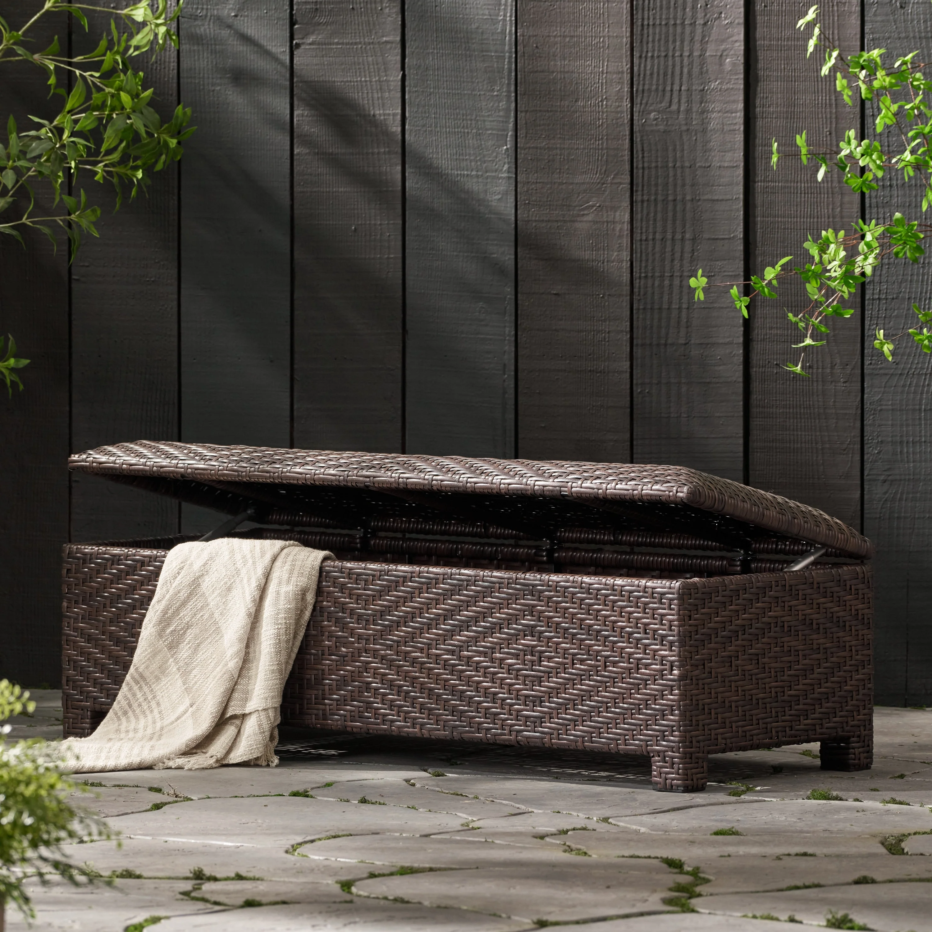 Santiago Brown Wicker Storage Ottoman by Christopher Knight Home - N/A