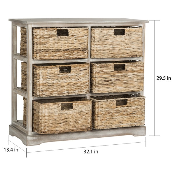 SAFAVIEH Keenan Winter Melody 6-drawer Wicker Basket Storage Chest - 32.1" x 13.4" x 29.5"