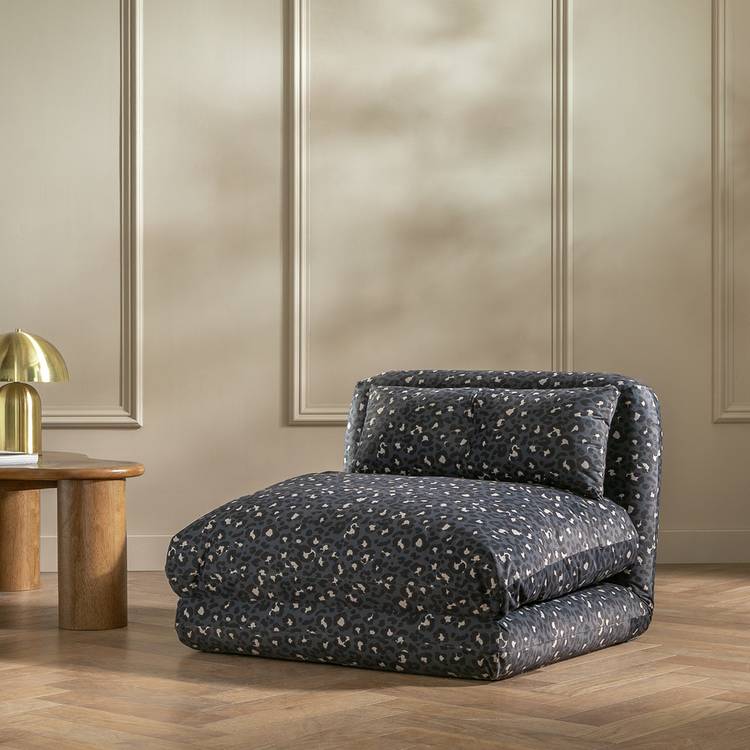 Habitat Lexi Single Fabric Chairbed - Black & Blue