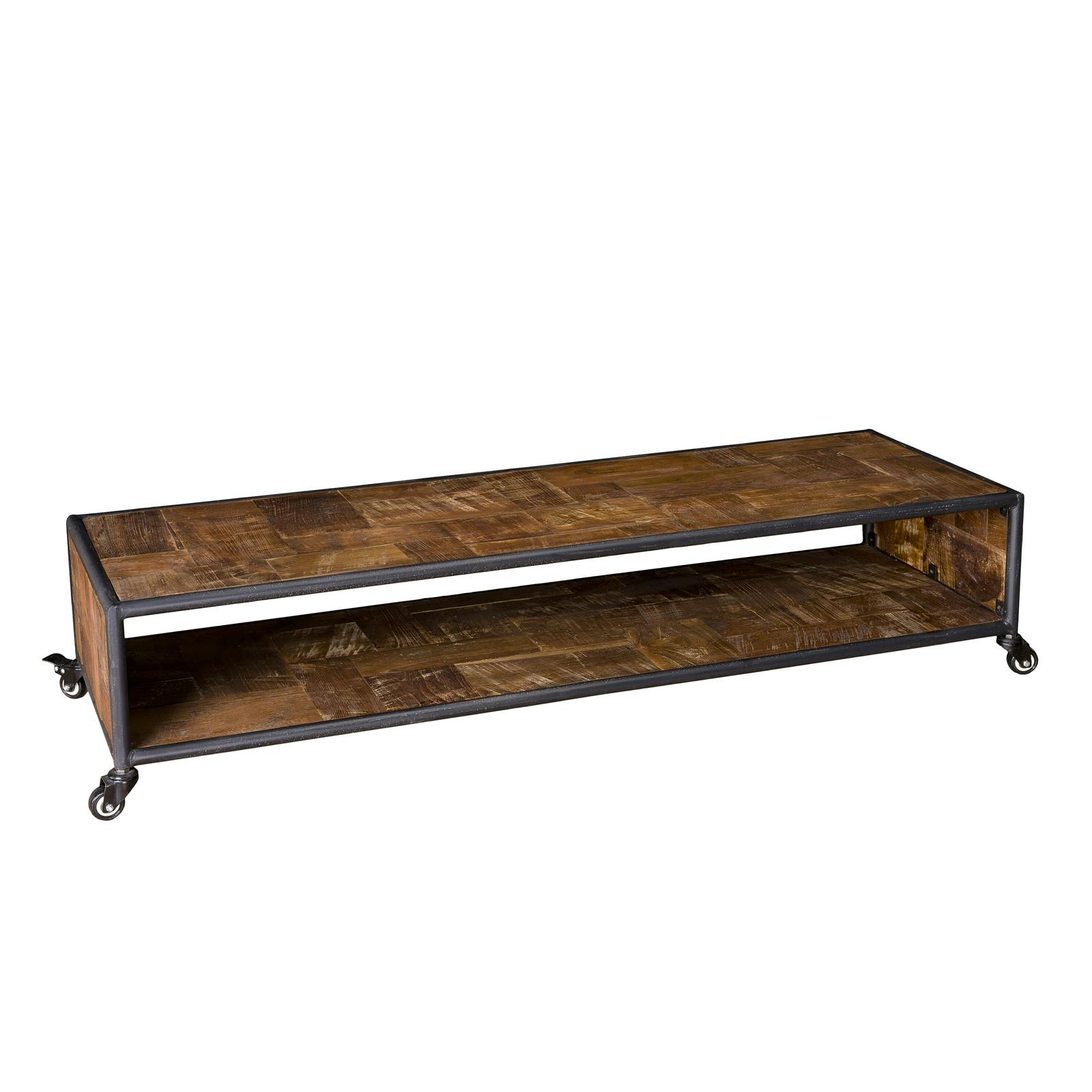 Table basse rectangulaire à roulettes teck recyclé SWING