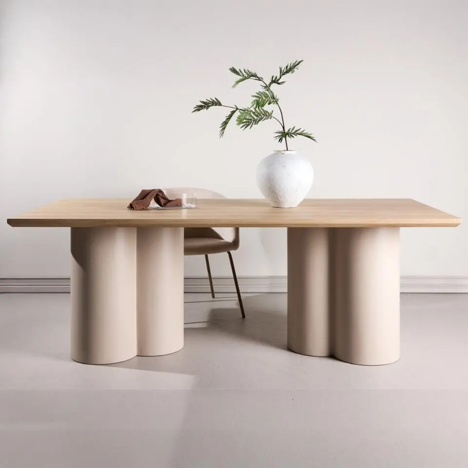 Eettafel Rechthoek Beige/Naturel - 210x100x77cm - Olivia