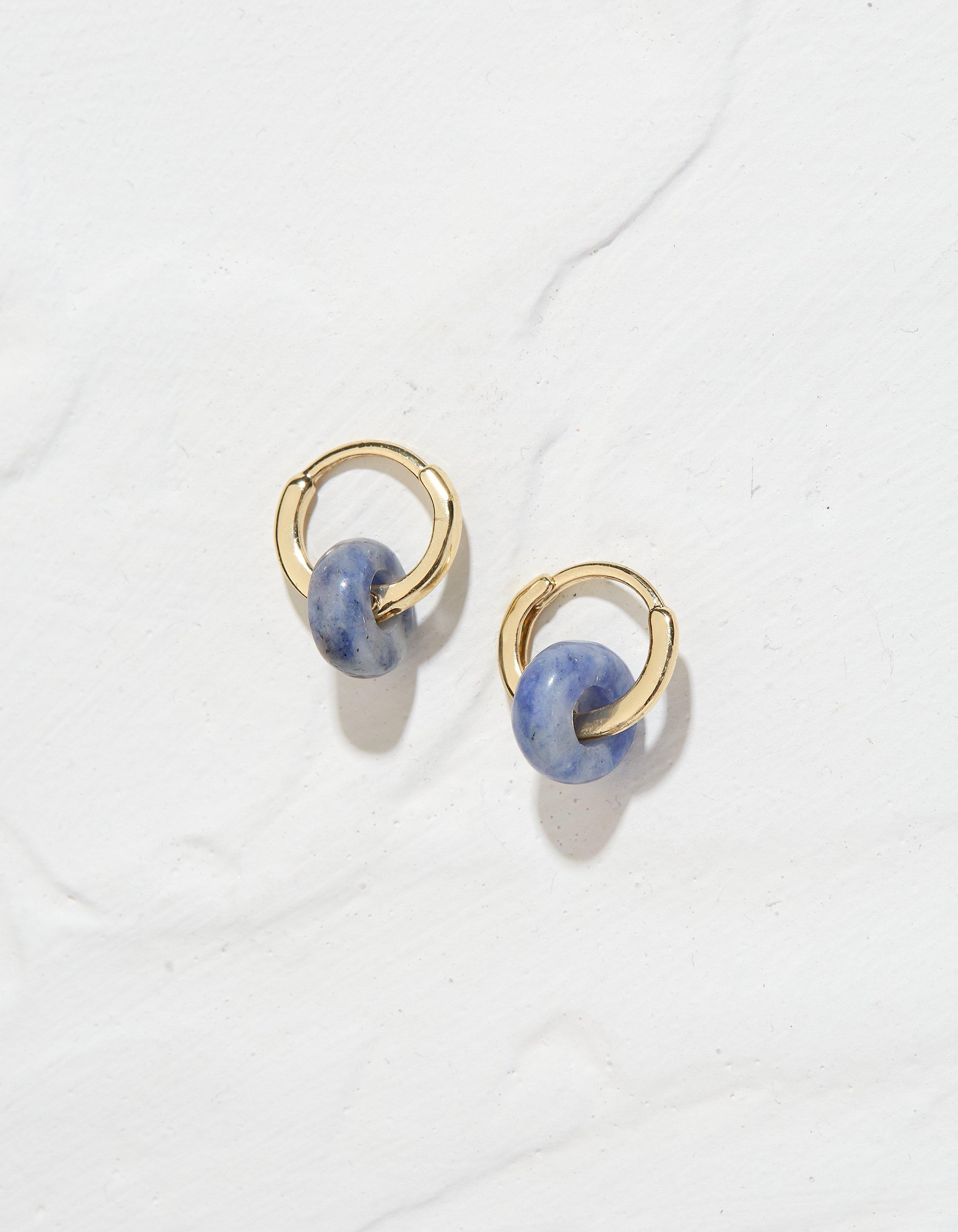 Stone Huggy Hoop Earring