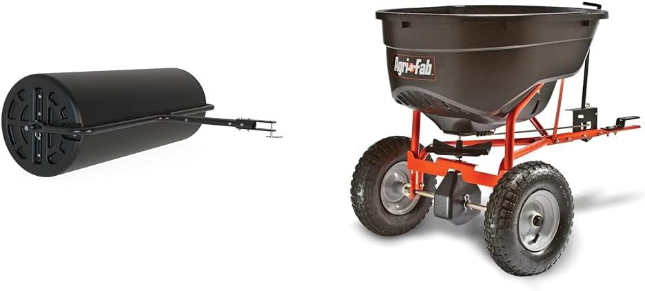 Agri-Fab 45-0604 18 x 48 Tow Behind Poly Lawn Roller 550 lbs Weight with Water, Poly Drum and Steel Frame, with Plug. Designed for Lawn and Garden Tractors(Roller)
