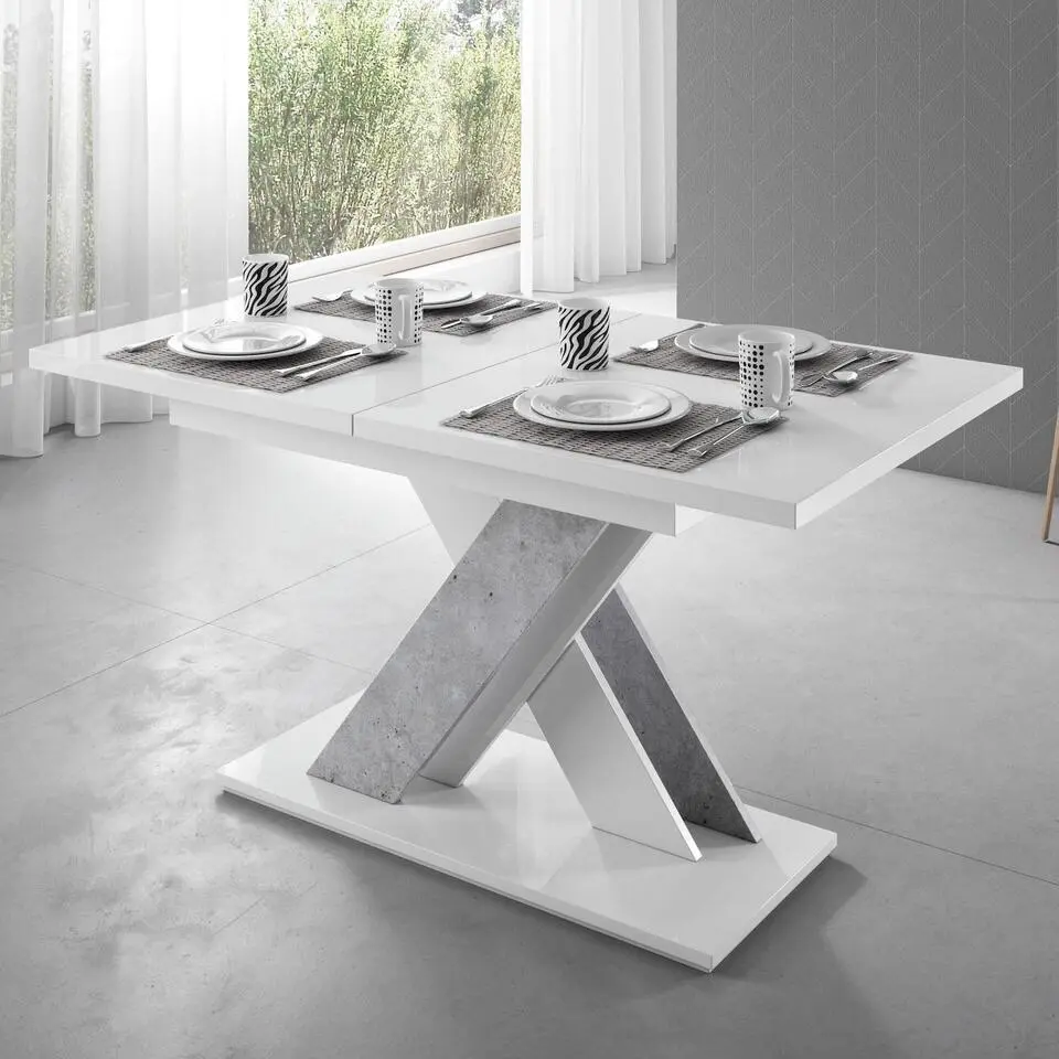 Meubella - Eetkamertafel Bari - Mat wit - 180 cm - Uitschuifbaar