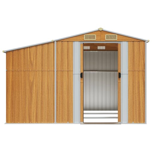 NNEVL Garden Shed Light Brown 277x279x179 cm Galvanised Steel