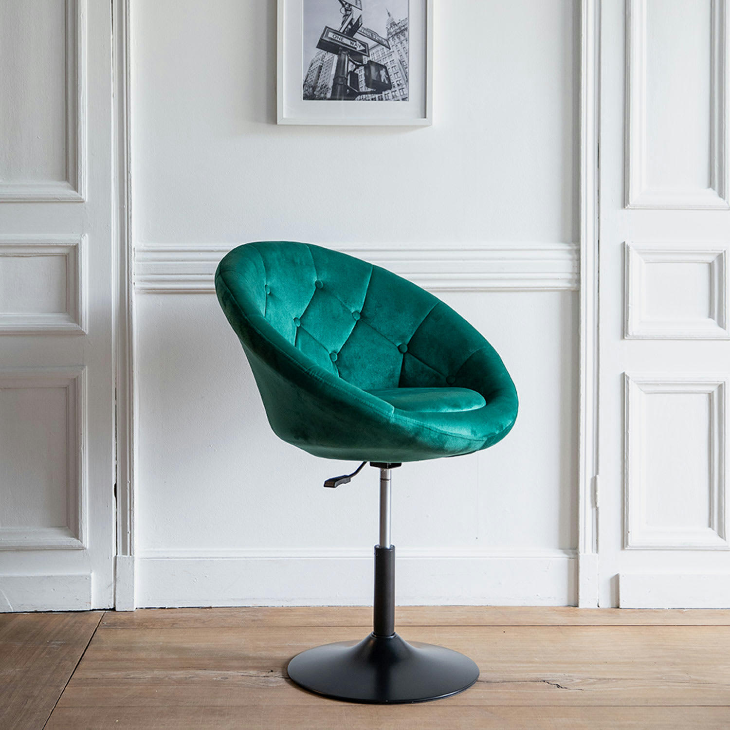 EDGAR - Tabouret de bar en velours vert