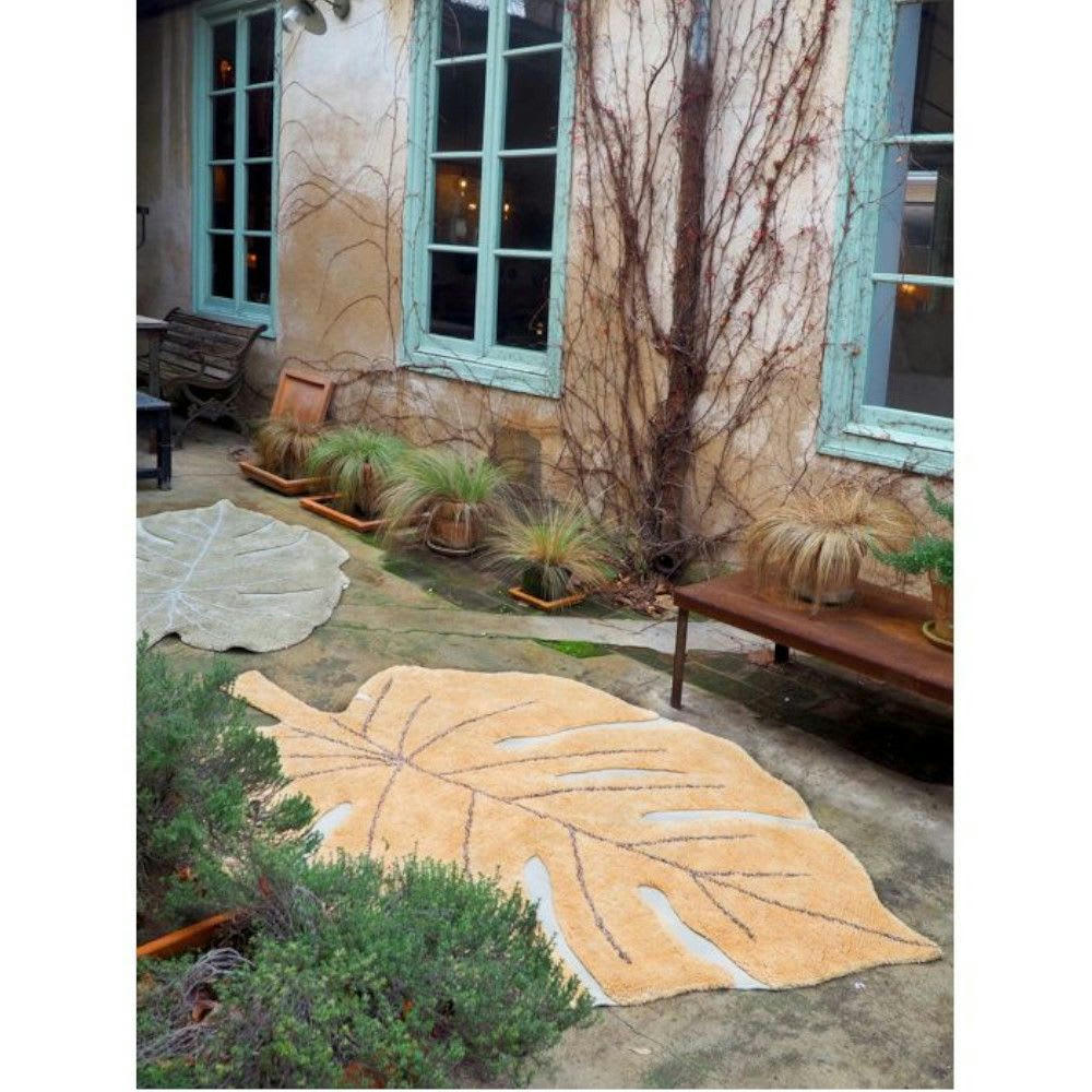 MONSTERA - Tapis coton lavable monstera miel 120x180cm