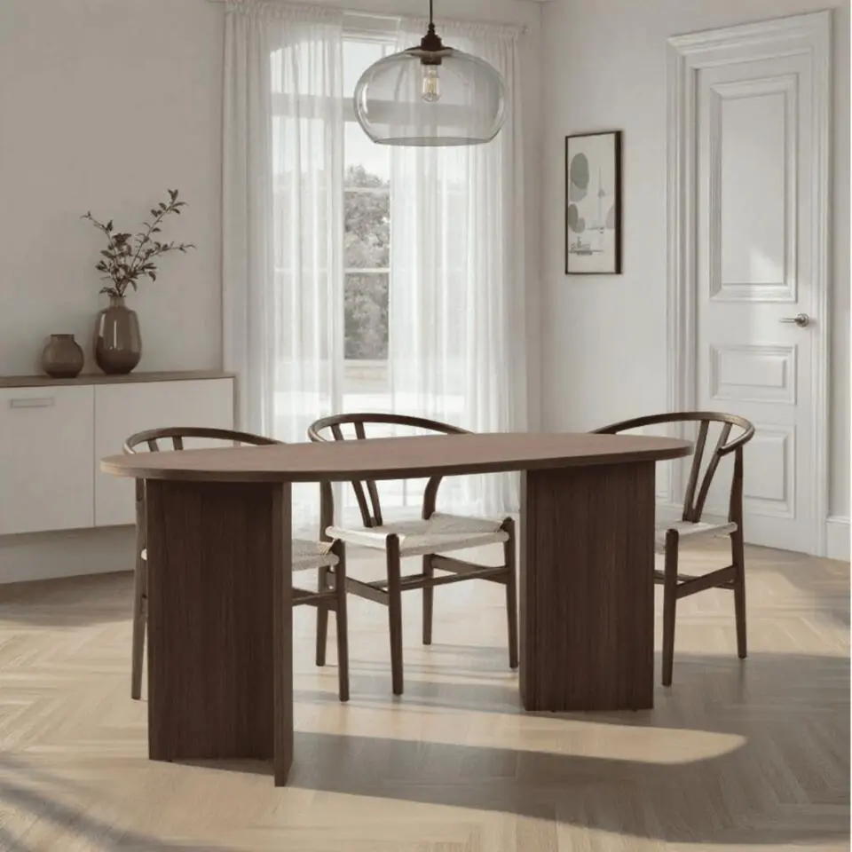 Calicosy - SABLE Eettafel met afgeronde randen - Zand - 89,5x180x75 cm