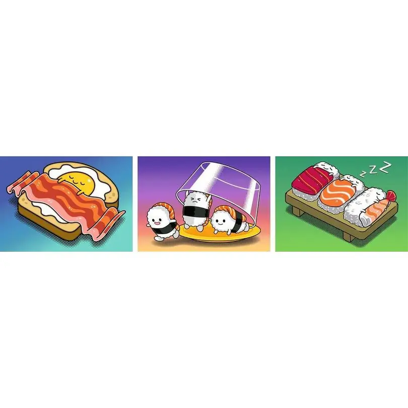 Puzzle 3-teilig Kawaii Breakfast, Lunch & Dinner