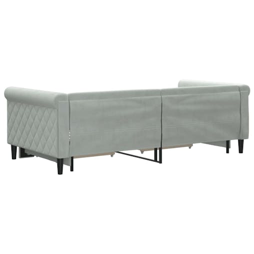 NNEVL Daybed with Trundle and Drawers Light Grey 90x190 cm Velvet