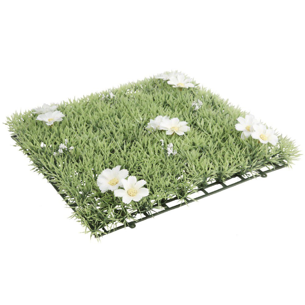 Dalle de gazon artificiel fleurs blanches