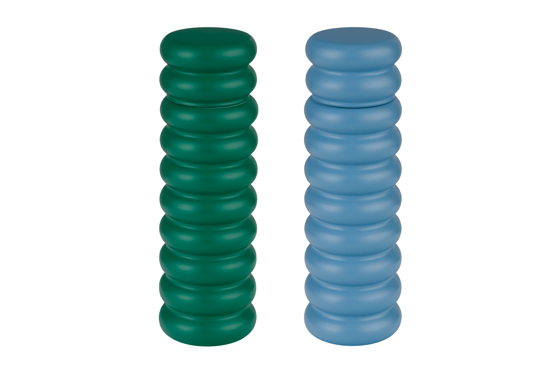 noo.ma Suli Grinder set van 2 kruidenmolens - gelakt beukenhout, keramisch maalmechanisme, blauw & groen