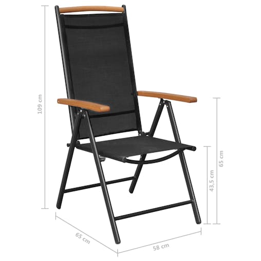 NNEVL Folding Garden Chairs 6 pcs Textilene Black