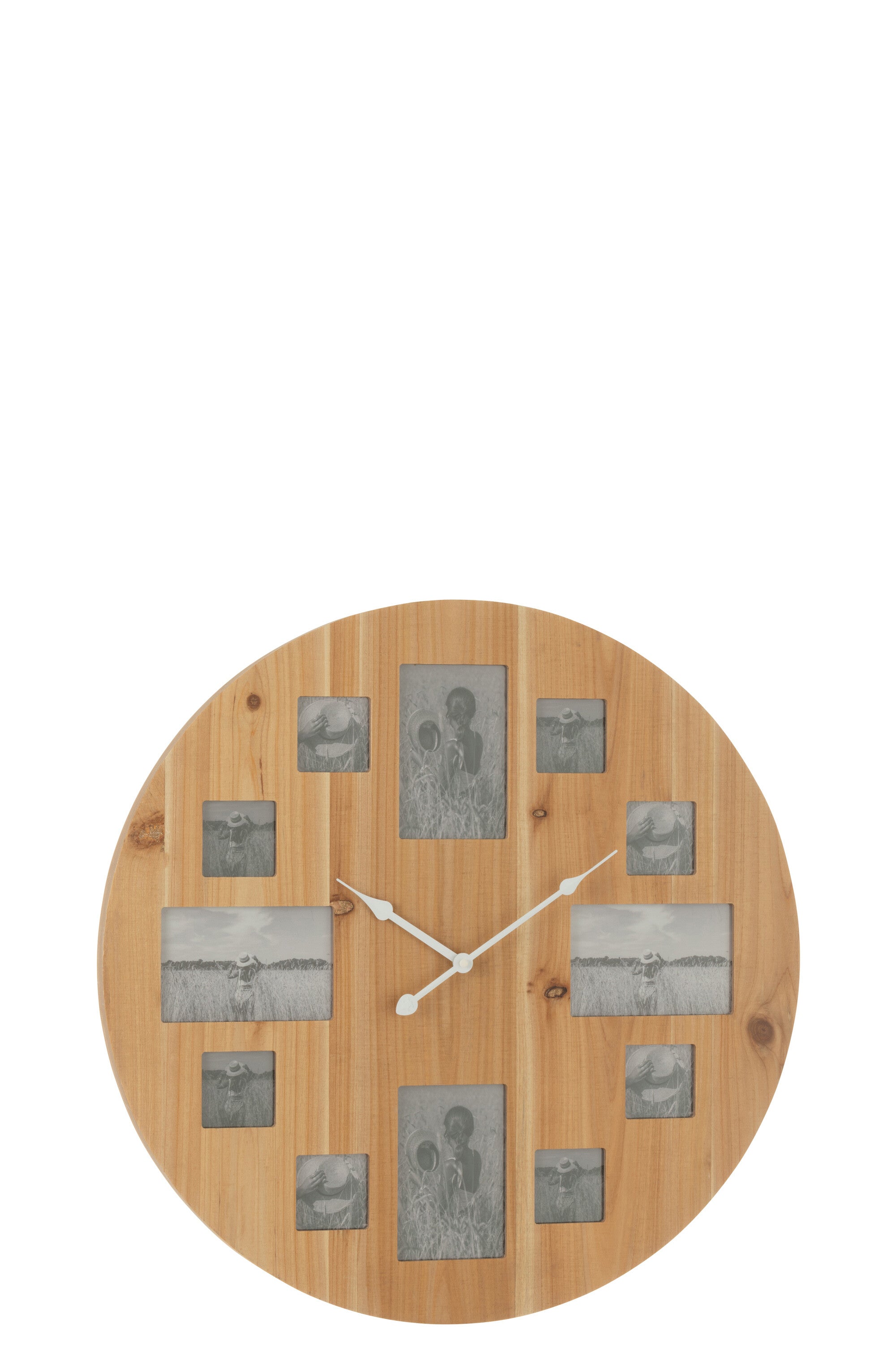 J-Line klok Foto - hout - naturel - Ø 60 cm