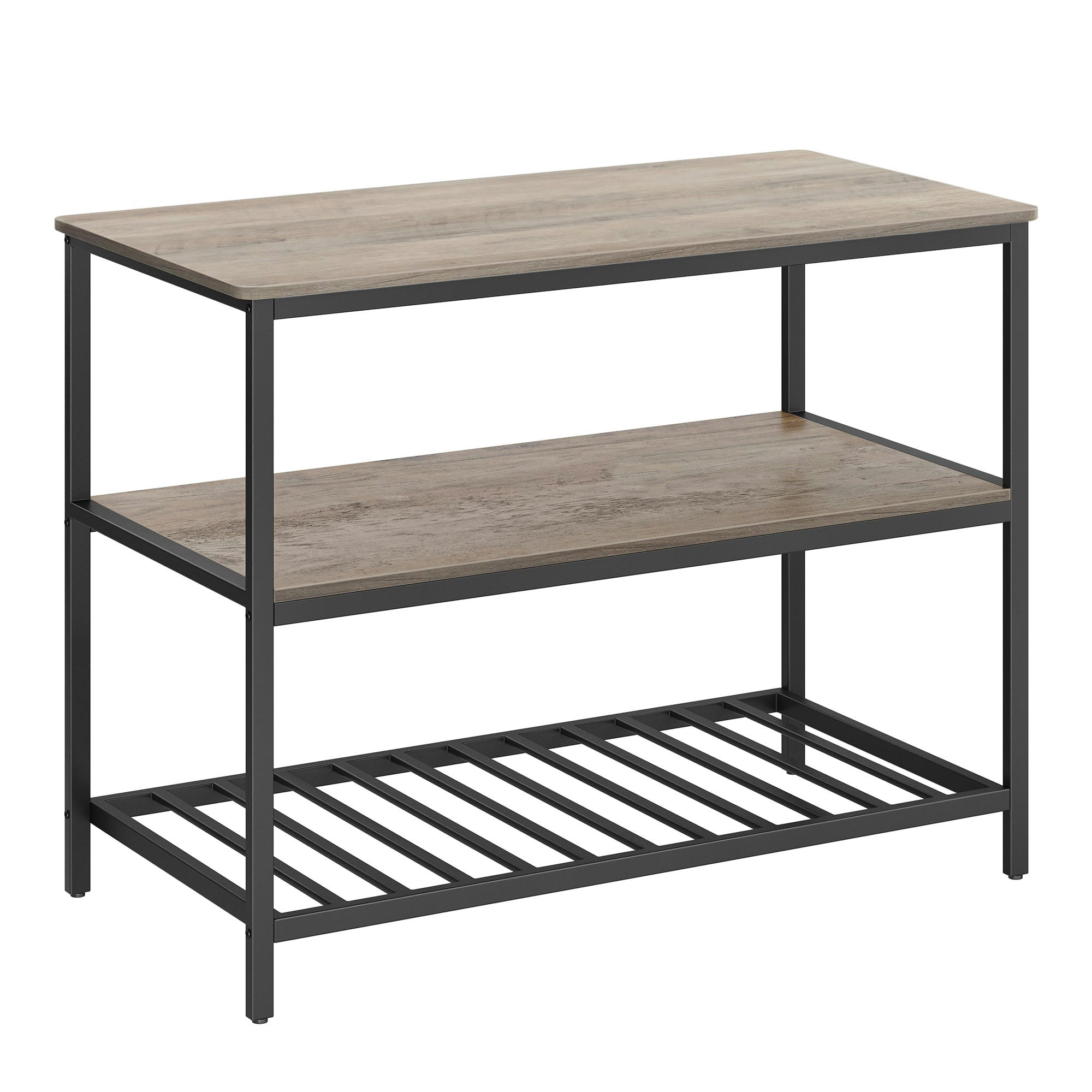 - Îlot de cuisine 3 niveaux effet bois grège