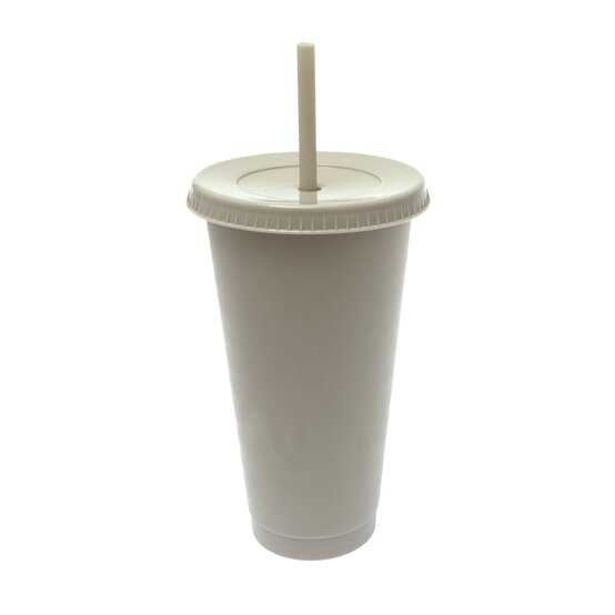 Nude Plastic Cup with Straw