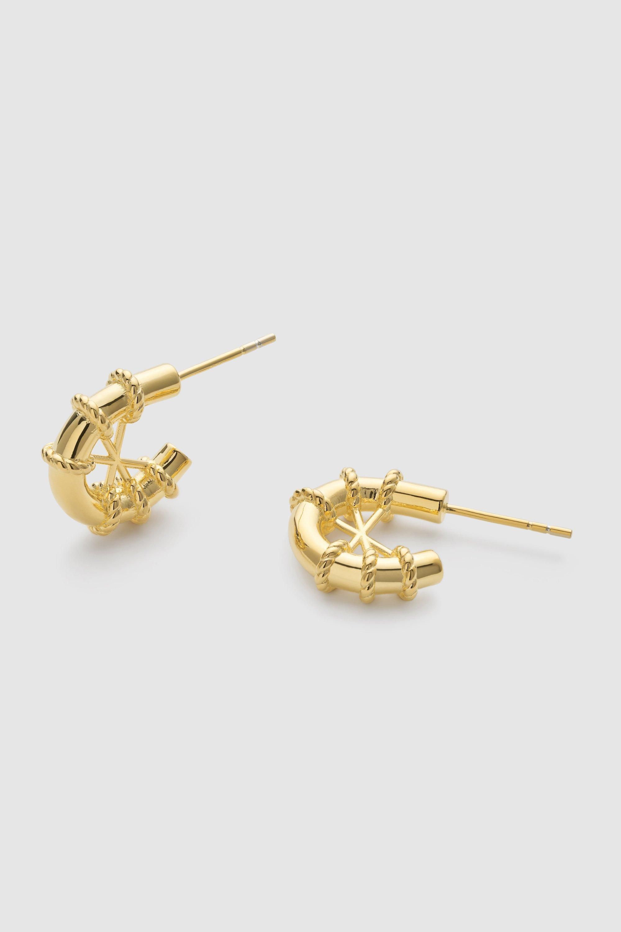 Elk & Bloom Chunky Gold Rope Huggie Hoop Earrings