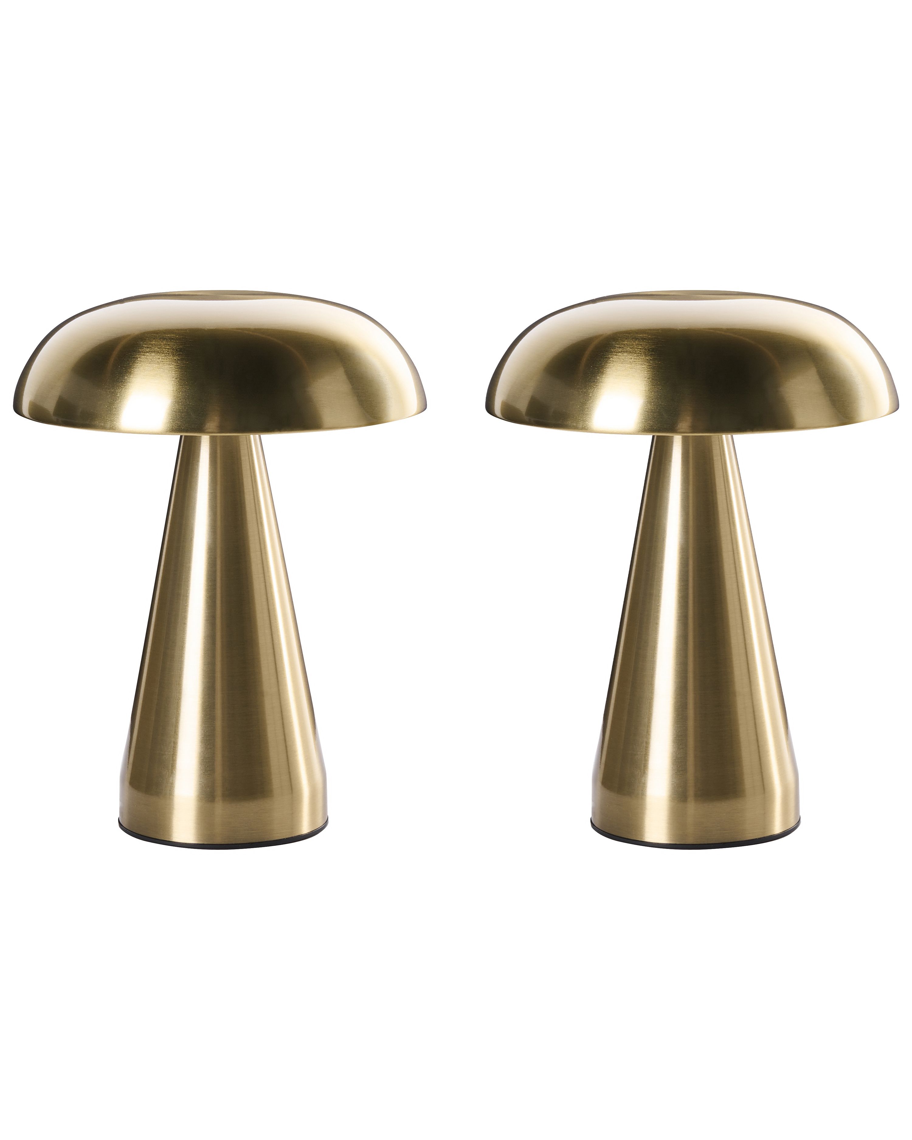 Set of 2 Wireless LED Table Lamp KULFO with Dimmer Metal Gold